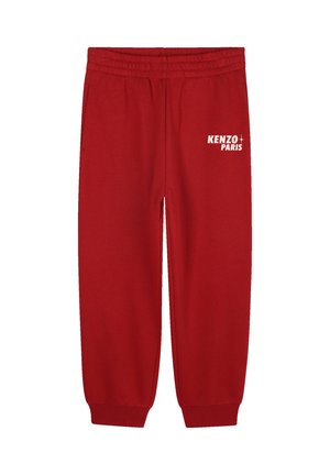 Rode joggingbroek met elastische tailleband, taps toelopende boorden en het witte "KENZO PARIS" logo op de linkerdij. Gemaakt van een zachte katoenmix.