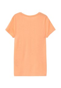 Kurzarm-T-Shirt aus weichem Korallenstoff, mit Rundhalsausschnitt und lässiger Passform. Sanfte Textur mit einem schlichten, ungeschmückten Rückendesign.