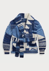 PATCHWORK MOTIF WRAP CARDIGAN - Cardigan - blue