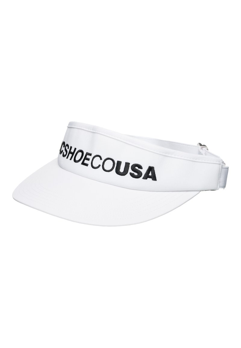 Gorra visera blanca con texto bordado en negro "CSHOECOUSA" en la parte frontal, diseñada con un ala curva y una correa trasera ajustable.