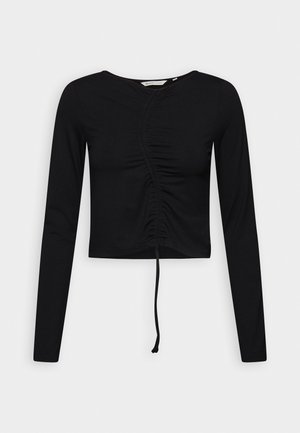 TOM TAILOR DENIM CURVED ROUCHING - T-shirt à manches longues - deep black