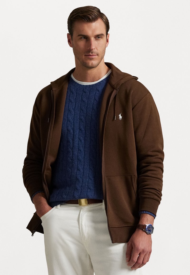 Polo Ralph Lauren Big & Tall DOUBLE-KNIT FULL-ZIP HOODIE - Majica s kapuljačom i patentnim zatvaračem - branch brown