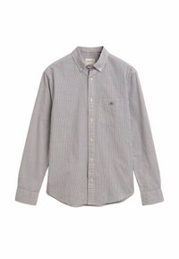 Camicia a maniche lunghe con bottoni in un motivo a scacchi blu e bianco con accenti rossi, dotata di taschino sul petto e dettagli sul colletto. Materiale in cotone.