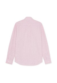 Πουκάμισο με μακριά μανίκια σε ανοιχτό ροζ και λευκές κάθετες ρίγες, με γιακά, κουμπωτά μανσέτα και πτυχώσεις σ το πίσω μέρος.