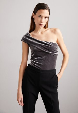 Agolde BREE BANDED BODYSUIT - Print T-shirt - shark/gunmetal