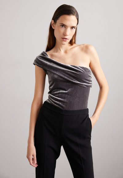 Agolde BREE BANDED BODYSUIT - Tricou cu imprimeu - shark/gunmetal