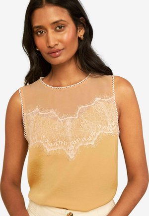 Love & Roses, REGULAR FIT - LACE YOKE DETAIL SATIN SHELL TOP - Pluus - champagne gold