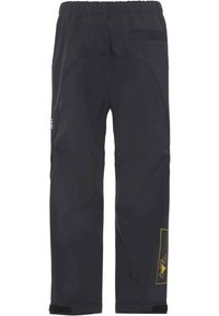 Sorte bukser med elastisk talje, baglomme og gult logo-detalje. Fremstillet af glat, slidstærkt stof med forstærkede syninger.