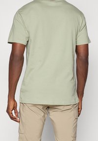 Světle zelené bavlněné tričko s krátkými rukávy, kulatým výstřihem a hladkou texturou, zobrazené ze zadní strany na neutrálním pozadí.