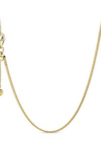 Zlato obarvana kovinska verižica z zaponko v obliki jastreba, z nežnim dizajnom in gladko, sijočo površino.