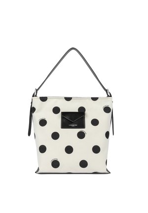 GRAND  SEAU  CANVAS KB - Sac bandoulière - pois - ecru