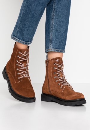 Schnürstiefelette - cognac