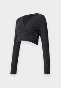 VMMKANVA GLITTER V NECK - Tops ar garām piedurknēm - black