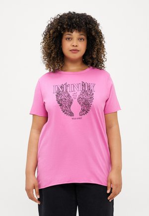 ONLY Carmakoma CARMIKO WASHED SS REG TEE JRS - T-shirt imprimé - super pink