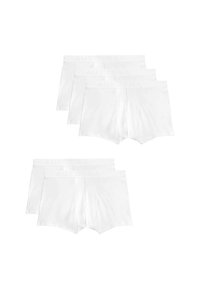 Białe bawełniane slipki męskie w opakowaniu czterech sztuk, charakteryzujące się gładką fakturą, wygodnym dopasowaniem oraz subtelnym, wytłaczanym wzorem w pasie.