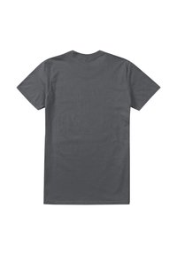 Dark gray, cotton T-shirt with short sleeves, crew neckline, and a plain back. Smooth texture, no patterns or visible logos.