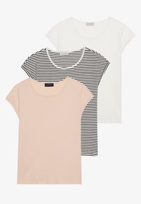 3 PACK - T-shirt imprimé - black,white/cameo rose/egret