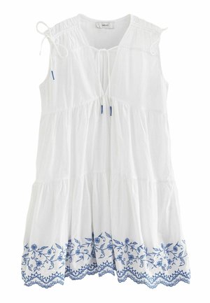 Next EMBELLISHED TIERED REGULAR FIT - Vardagsklänning - white blue
