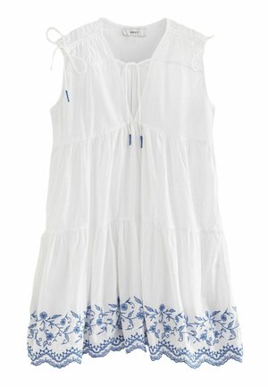 Next EMBELLISHED TIERED REGULAR FIT - Denní šaty - white blue