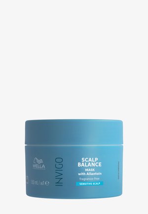 Barattolo blu della maschera Wella Professionals Invigo Scalp Balance per cuoio capelluto sensibile, senza profumo con allantoina, 150 ml.