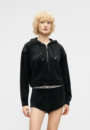Juicy Couture ICCLE OUTLINE CROPPED HOODIE - Športna jopa s kapuco na zadrgo - black