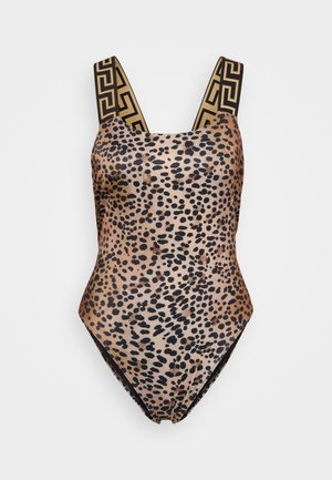 Versace SWIM ONE PIECE VITA LEOPARD ALL OVER PRINT - Badeanzug - natural/black/gold
