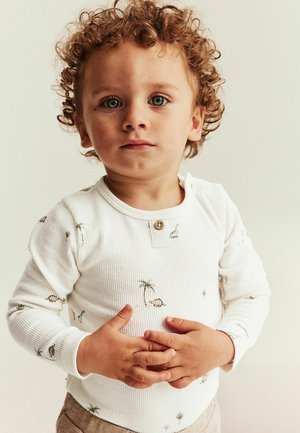 Newbie, DINOSAUR PRINT LONG SLEEVE WAFFLE BODYSUIT UNISEX - Body - off-white