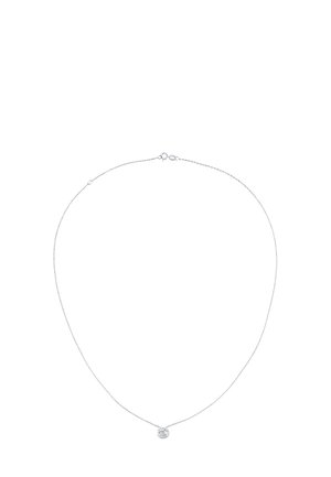 Sølv kædedesign med en delikat rund vedhæng. Kæden er fin med en subtil tekstur, og vedhænget har et indviklet mønster.
