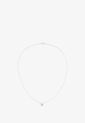 Sølv kædedesign med en delikat rund vedhæng. Kæden er fin med en subtil tekstur, og vedhænget har et indviklet mønster.