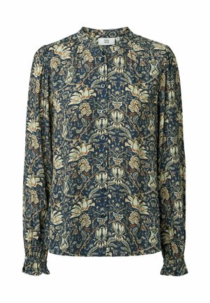 BELLANN - Button-down blouse - print navy green