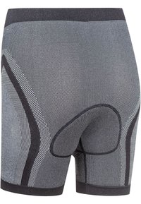 Kompresionsshorts i svart och grått, med en texturerad yta, nät accenter och ergonomisk design för förbättrad passform och stöd.