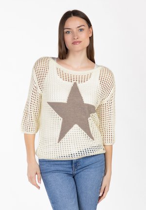 Key Largo PULLOVER FAME ROUND - Trui - offwhite mud brown