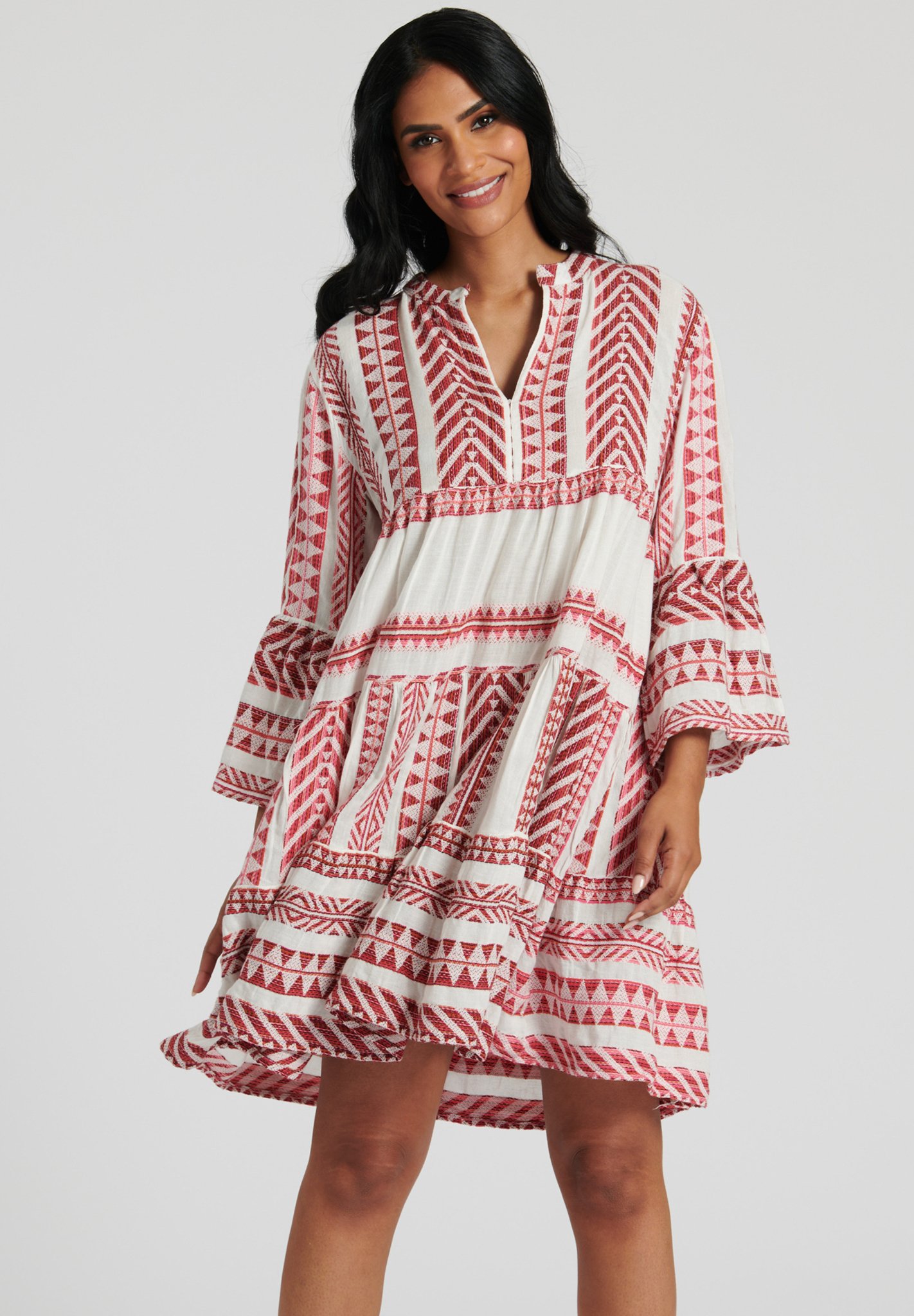 South Beach COVER UP JACQUARD TIERED - Day dress - burgundy/red - Zalando