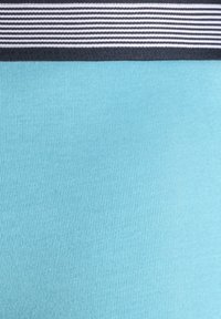 Light blue ribbed fabric with a black and white striped waistband. The texture is smooth and stretchy, suitable for comfortable wear.