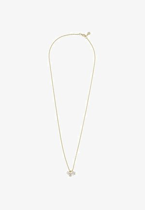 Goldkette mit drei klaren Edelsteinen, zartem Glieddesign, mit einem Verschluss und verstellbarer Länge.