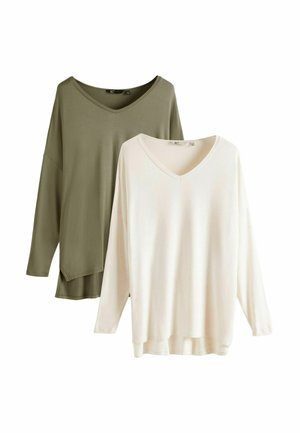 2 PACK   - T-shirt à manches longues - khaki  white