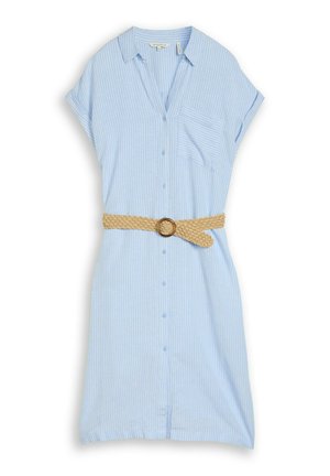 TOM TAILOR, TOM TAILOR KLEIDER & JUMPSUITS LOOSE FIT MIDI-KLEID MIT GÜRTEL - Blousejurk - fjord blue irregular stripe