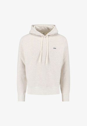 Felpa con cappuccio color beige chiaro con coulisse e piccolo logo nero "AUTRY" sul petto sinistro, con polsini e orlo a costine.