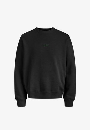 Crna dukserica s okruglim izrezom, rebrastim manžetama i donjim rubom. Ima mali zeleni logo s natpisom "ROYAL DENIM DIVISION" na prednjoj strani.