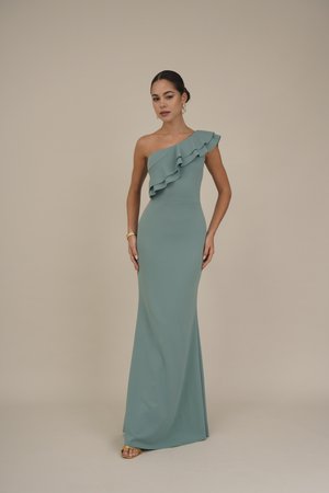 WAL G. JOLAN RUFFLE MAXI - Jerseykjole - sage green