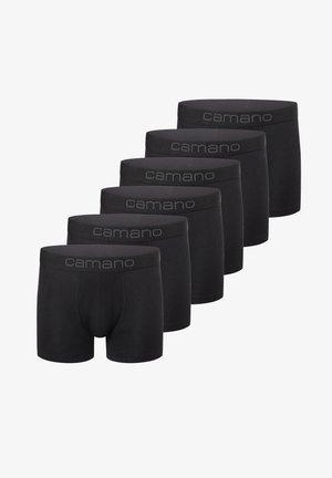 Schwarze Boxershorts im 6er-Pack. Weicher Stoff, elastischer Bund mit "Camano"-Logo, enganliegendes Design und Länge bis oberhalb des Knies.
