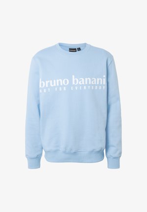 Jasnoniebieska bluza z okrągłym dekoltem z białym napisem "bruno banani NOT FOR EVERYBODY" na piersi oraz z prążkowanymi mankietami i dołem.