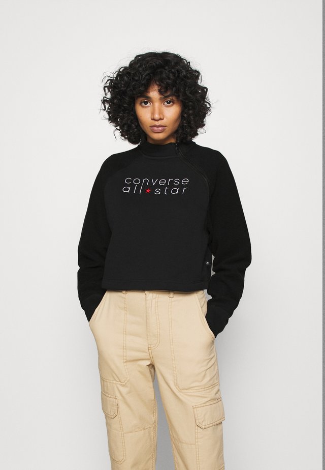 REVERSED MOCK NECK CREW - Sweatshirt - black