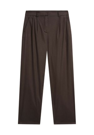 Massimo Dutti, COTTON BLEND POPLIN PLEATED PANTS - Stoffhose - dark brown