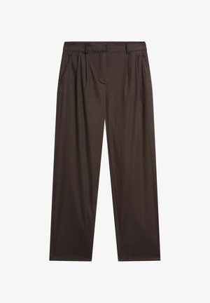 Massimo Dutti, COTTON BLEND POPLIN PLEATED PANTS - Stoffhose - dark brown