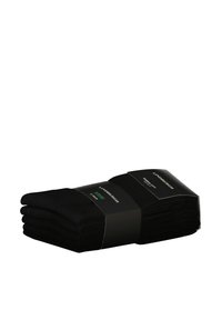 Sorte bambusok i en pakke med 5 par. Hver sok har en glat tekstur med en medium tykkelse, har et enkelt design og en sort label.