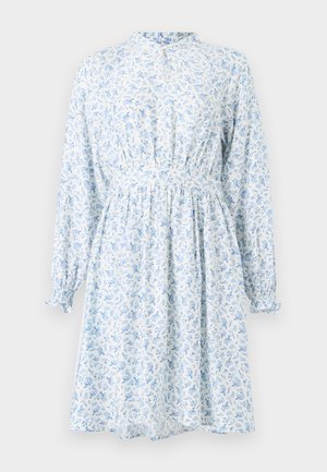 Kergelt sinisest ja valgest kangast lilleline kleit, millel on pikad varrukad, kogutud vöökoht ja kõrge kaelus. Omab delikaatseid botaanilisi mustreid.