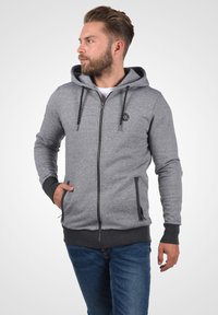 Solid SDRafko - Majica s kapuljačom i patentnim zatvaračem - dark grey melange
