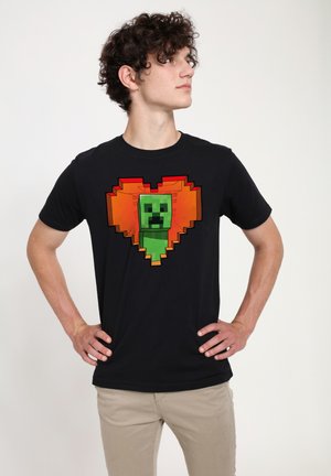 MINECRAFT CREEPER VALENTINE - Print T-shirt - black