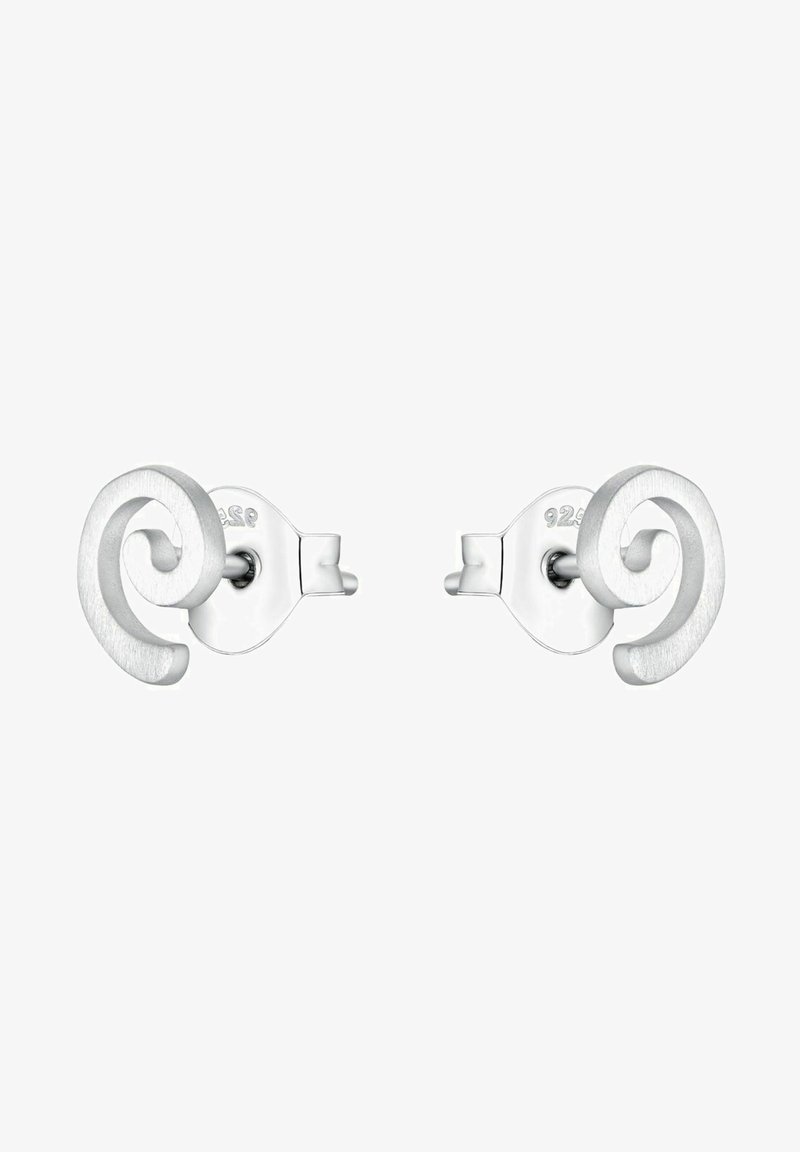 Paire de boucles d'oreilles en argent avec un design en spirale et fermoir papillon, finition polie et mate, poinçonnées argent sterling 925.